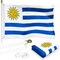 G128 Combo Pack: 6 Feet Tangle Free Spinning Flagpole (White) Uruguay Uruguay Flag 3x5 ft Printed 150D Brass Grommets (Flag Included) Aluminum Flag Pole